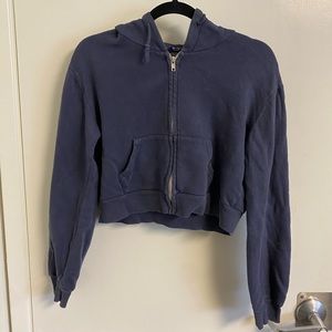 Brandy Melville blue cropped chrystal hoodie